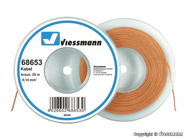Viessmann  68653 Kabel auf Abrollspule, 0,14 mm², braun, 25 m