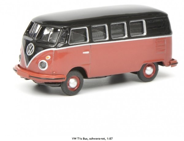 Schuco 452633700 VW T1c Bus, schwarz-rot, 1:87