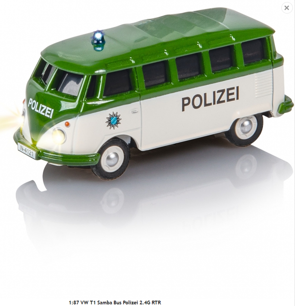 Carson 500504121 1:87 VW T1 Samba Bus Polizei 2.4G RTR