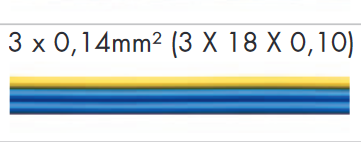 BELI-BECO L318 Litze 3 x 0.14mm²  Farbe: gelb/blau/blau, Abgabe pro Meter