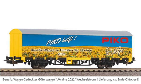 PIKO 72227 H0 Benefiz-Wagen Gedeckter Güterwagen "Ukraine 2022"