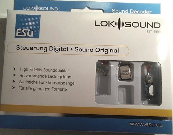 ESU 58810 LokSound 5 micro DCC/MM/SX/M4 Leerdecoder, 8-pin NEM652, mit Lautsprecher 11x15mm