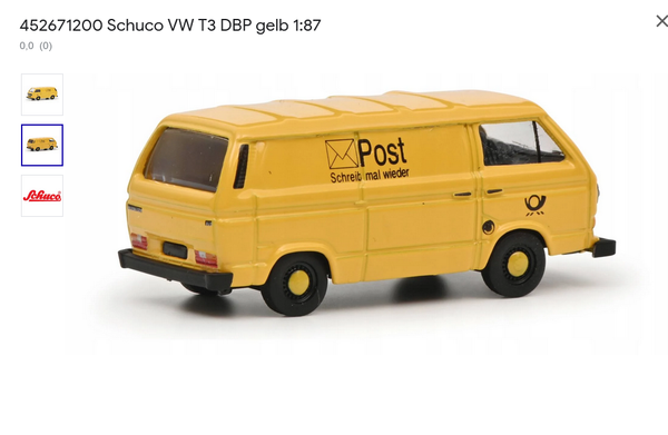 Schuco 452671200 H0 VW T3 DBP gelb 1:87